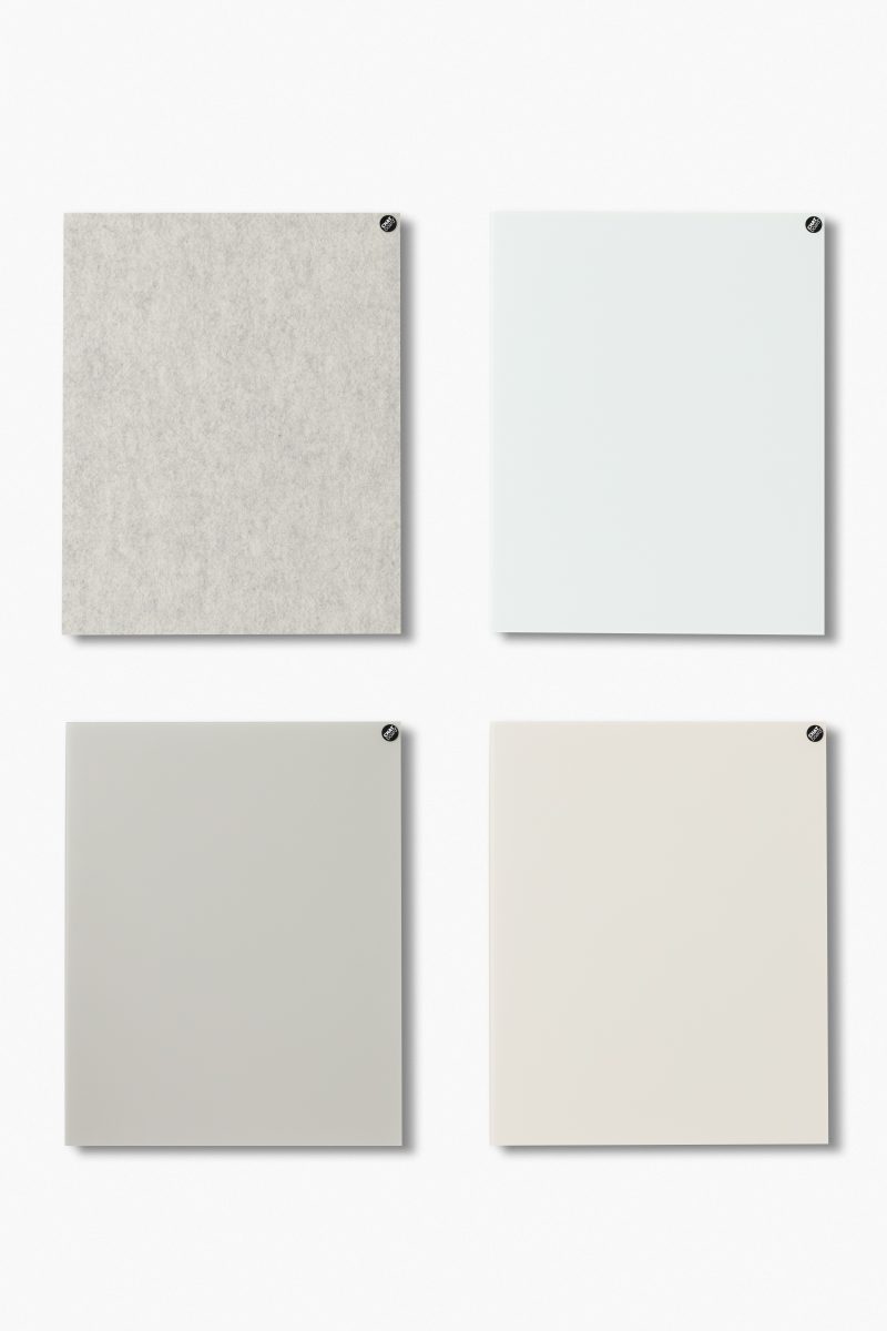 CHAT-BOARD-Colours-BuzziFelt-Off-White-Pure-White-Sand-Nude-gallery CHAT BOARD BuzziFelt magnetic pinboard in Off White, with Classic magnetic glass boards in Pure White, Sand and Nude