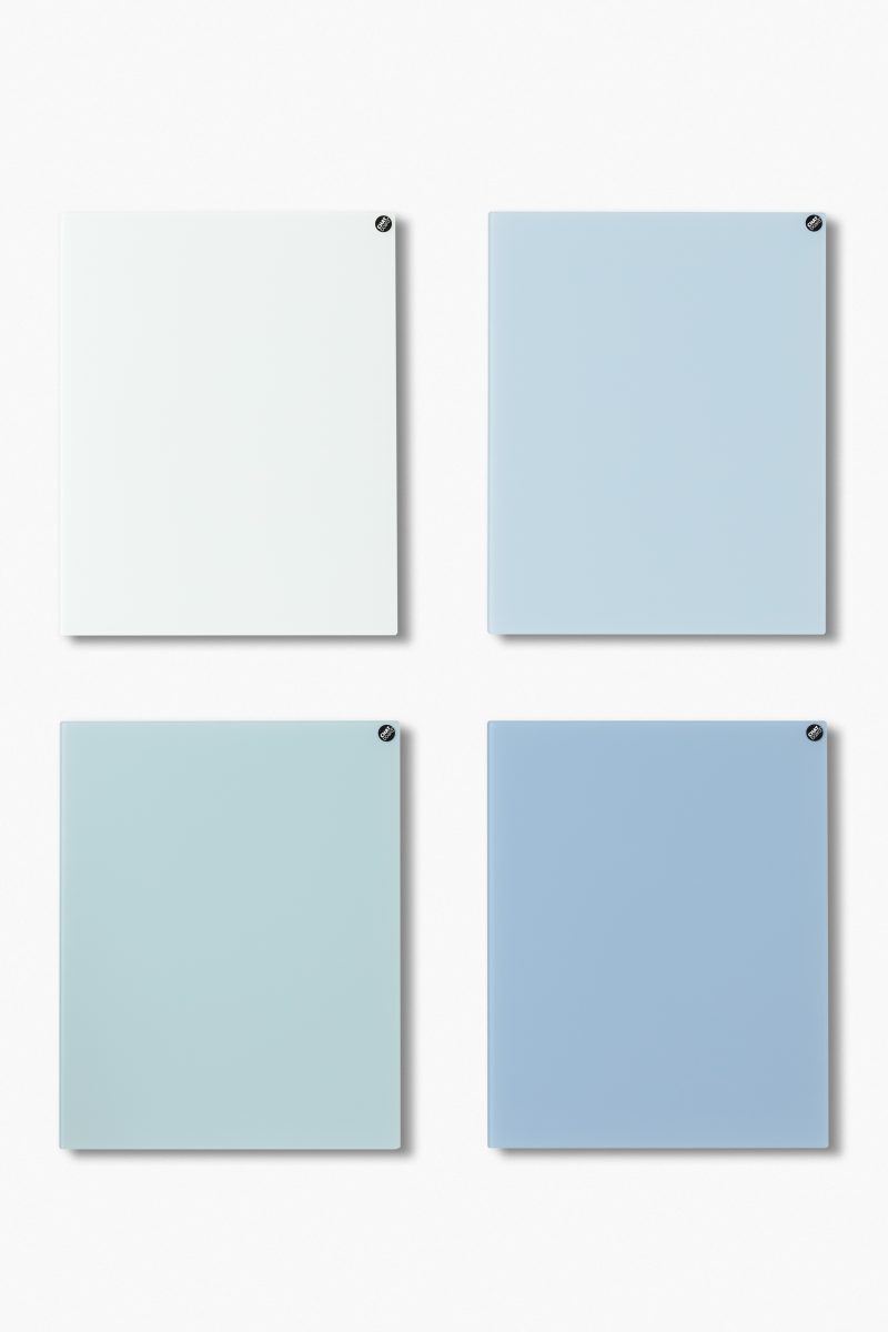 CHAT-BOARD-Colours-Pure-White-Sky-Blue-Light-Blue-Lavender-GALLERY CHAT BOARD quad in blue tones