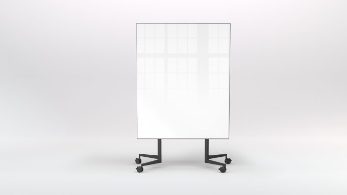 CHAT BOARD Move Acoustic in Pure White glass and Remix fabric in 0143, elevation view
