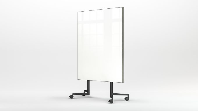 CHAT BOARD Move Acoustic in Pure White glass and Remix fabric in 0143, perspective view