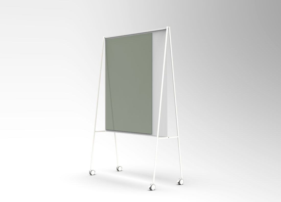 CHAT BOARD SQUAD Solid The Teacher, white with glass in Army Green - perspective view