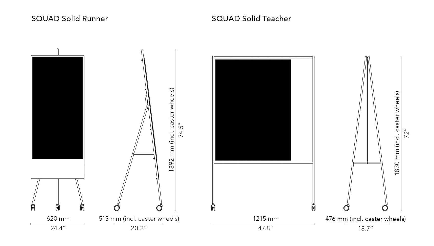 SQUAD Solid drawings with measurements