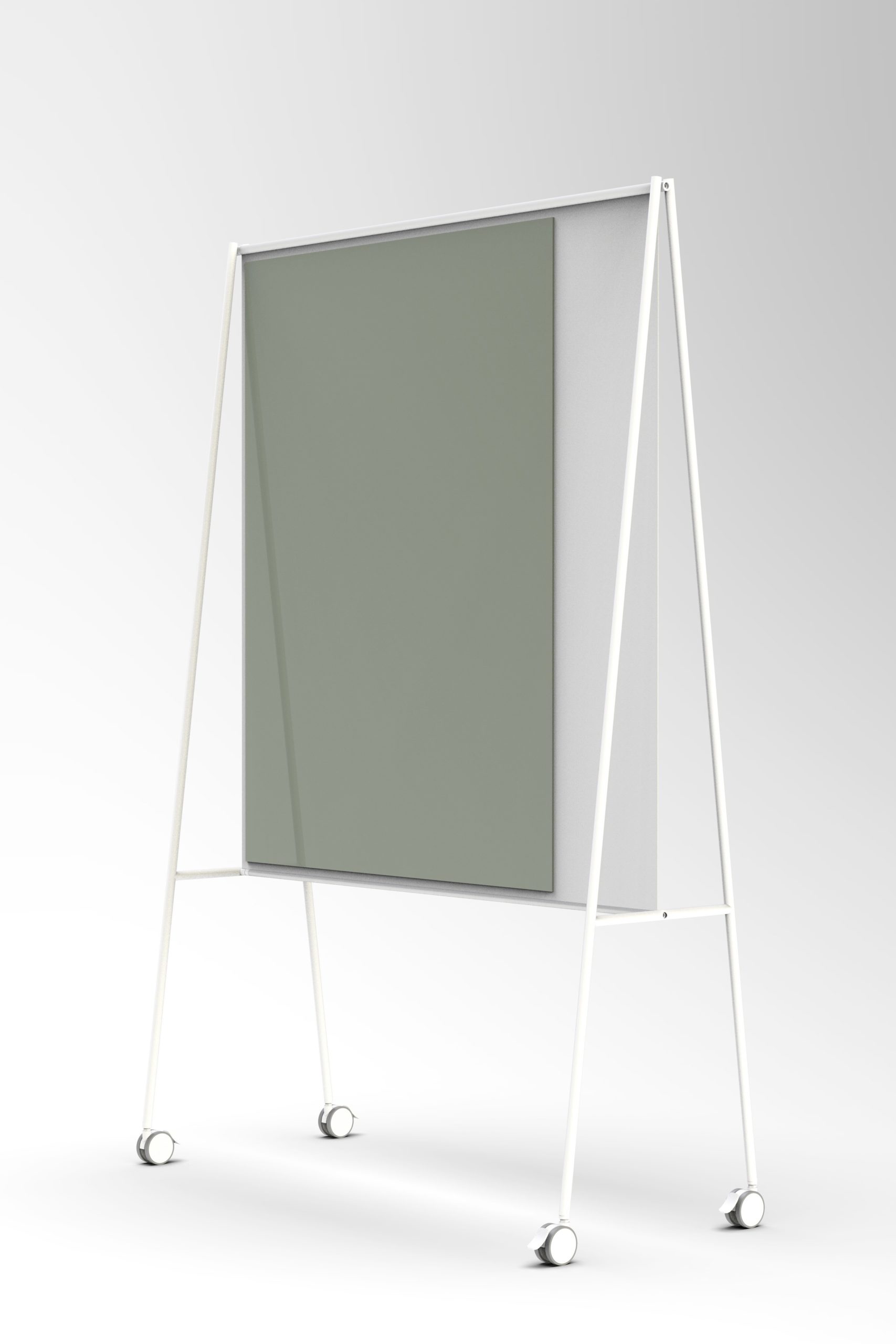 CHAT-BOARD-SQUAD-Solid-Teacher-white-Army-Green-3 CHAT BOARD SQUAD Solid The Teacher, white with glass in Army Green - perspective view