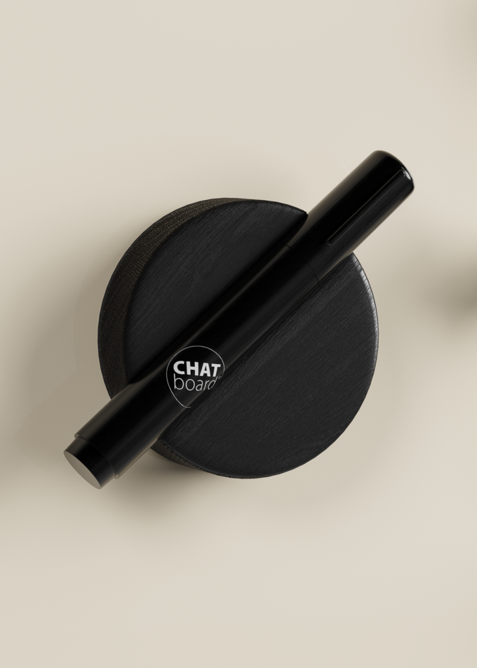 CHAT BOARD DISCØ wooden eraser with pen holder in black oak
