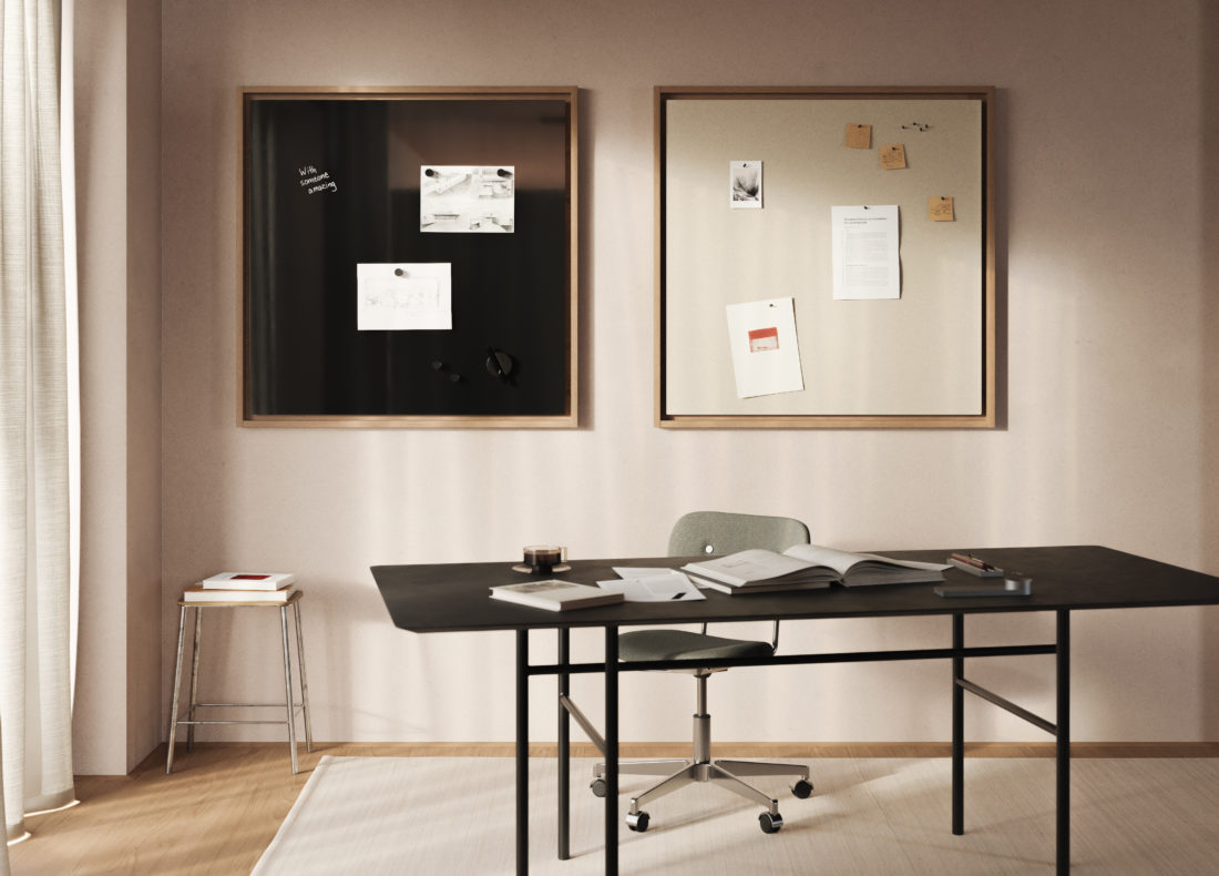 CHAT BOARD Dynamic Flex Wall in Black and BuzziFelt Off White - 2 no. 100x100 cm ambient image