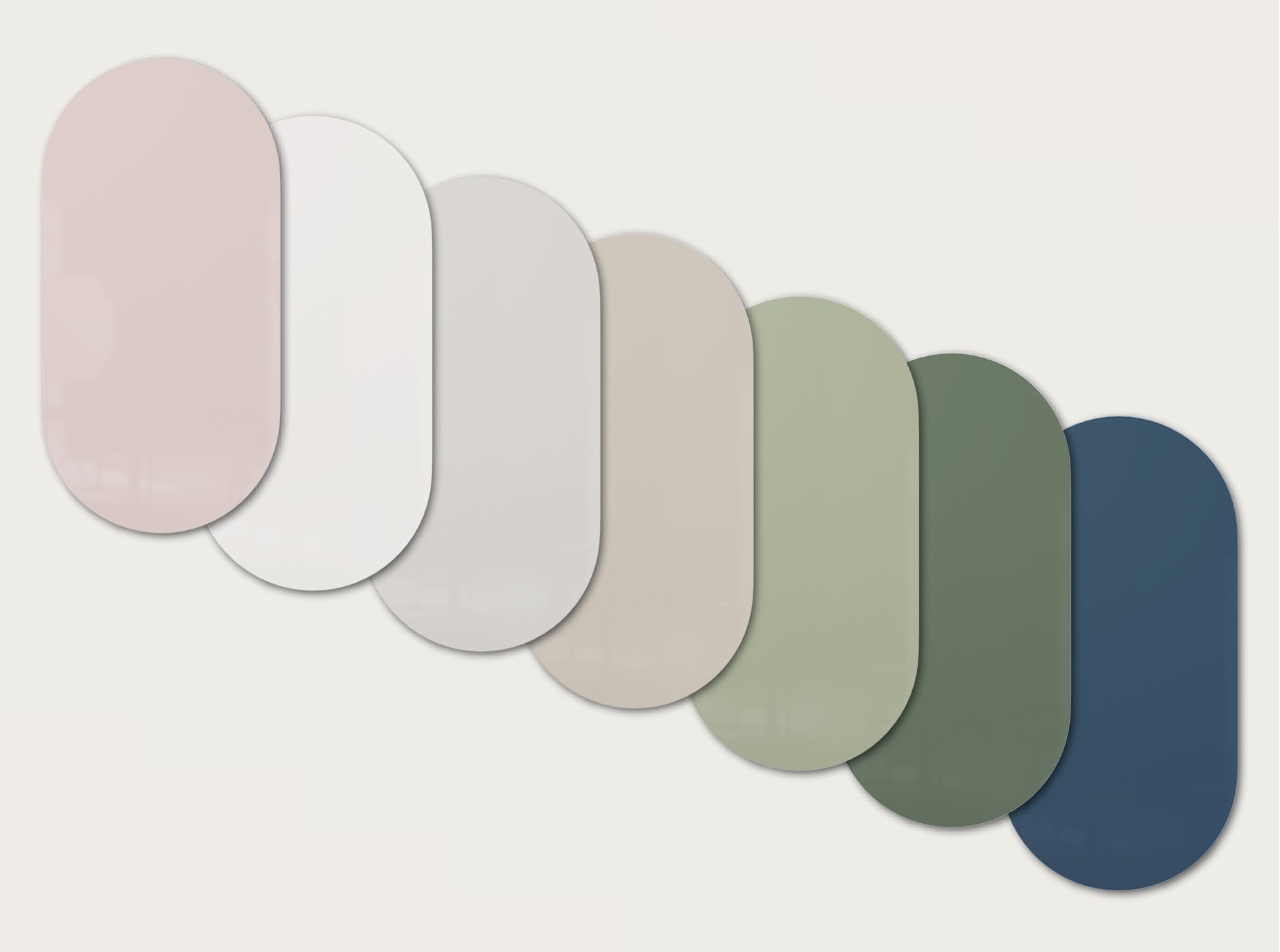 Coloured glass whiteboards in different colours