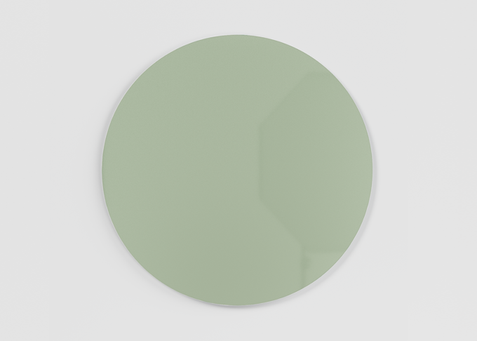 Orbit circular magnetic glass board in colour Khaki Ø120 cm