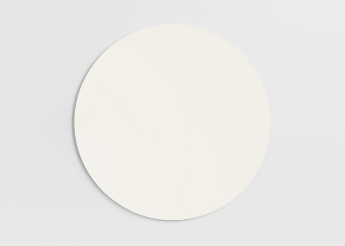 Orbit circular magnetic glass board in colour Pure White Ø120 cm