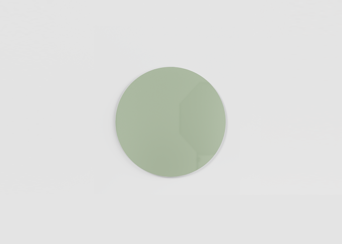 Orbit circular magnetic glass board in colour Khaki Ø70 cm