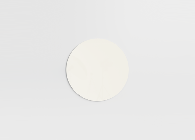 Orbit circular magnetic glass board in colour Pure White Ø70 cm