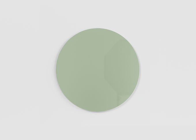 Orbit circular magnetic glass board in colour Khaki Ø90 cm