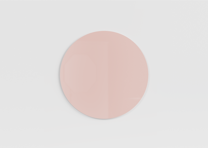 Orbit circular magnetic glass board in colour Petal Ø90 cm