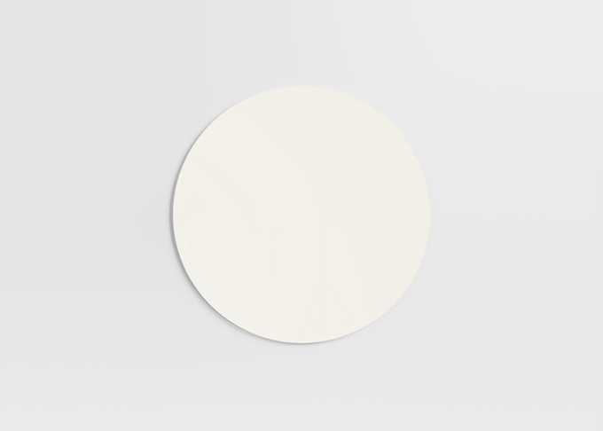 Orbit circular magnetic glass board in colour Pure White Ø90 cm