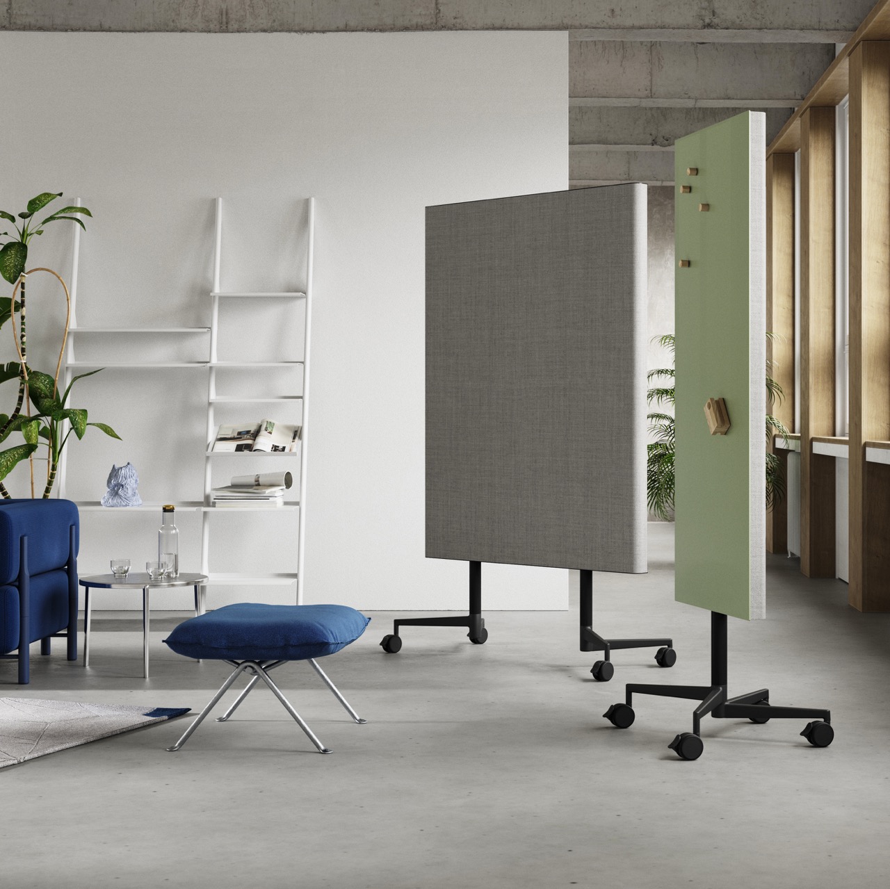CHAT BOARD Move Acoustic combining glass and acoustic felt in a breakout space